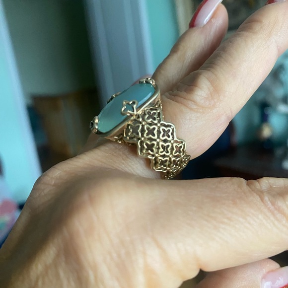 Handmade lucky clover 4 leaves style gold plated silver ring , size 7 - Picture 6 of 12